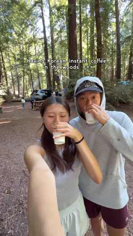 This and eating instant ramen in the woods are MUSTSSSS. top 10 feeling fosho ☕️🍜 #camping #koreancamping #koreansinstantcoffee #maximcoffee #outdoorlife 