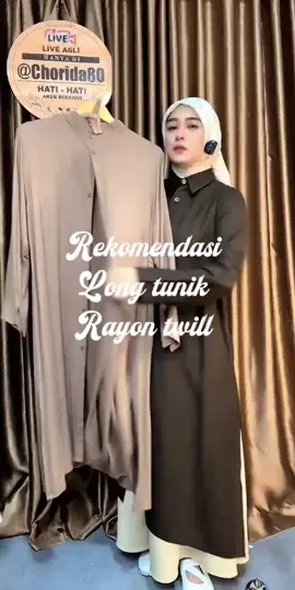 Long tunik rayon twill rekomendasi outfit for daily 😍#longtunik #outfit #tunik #livehighlights #rayontwill 