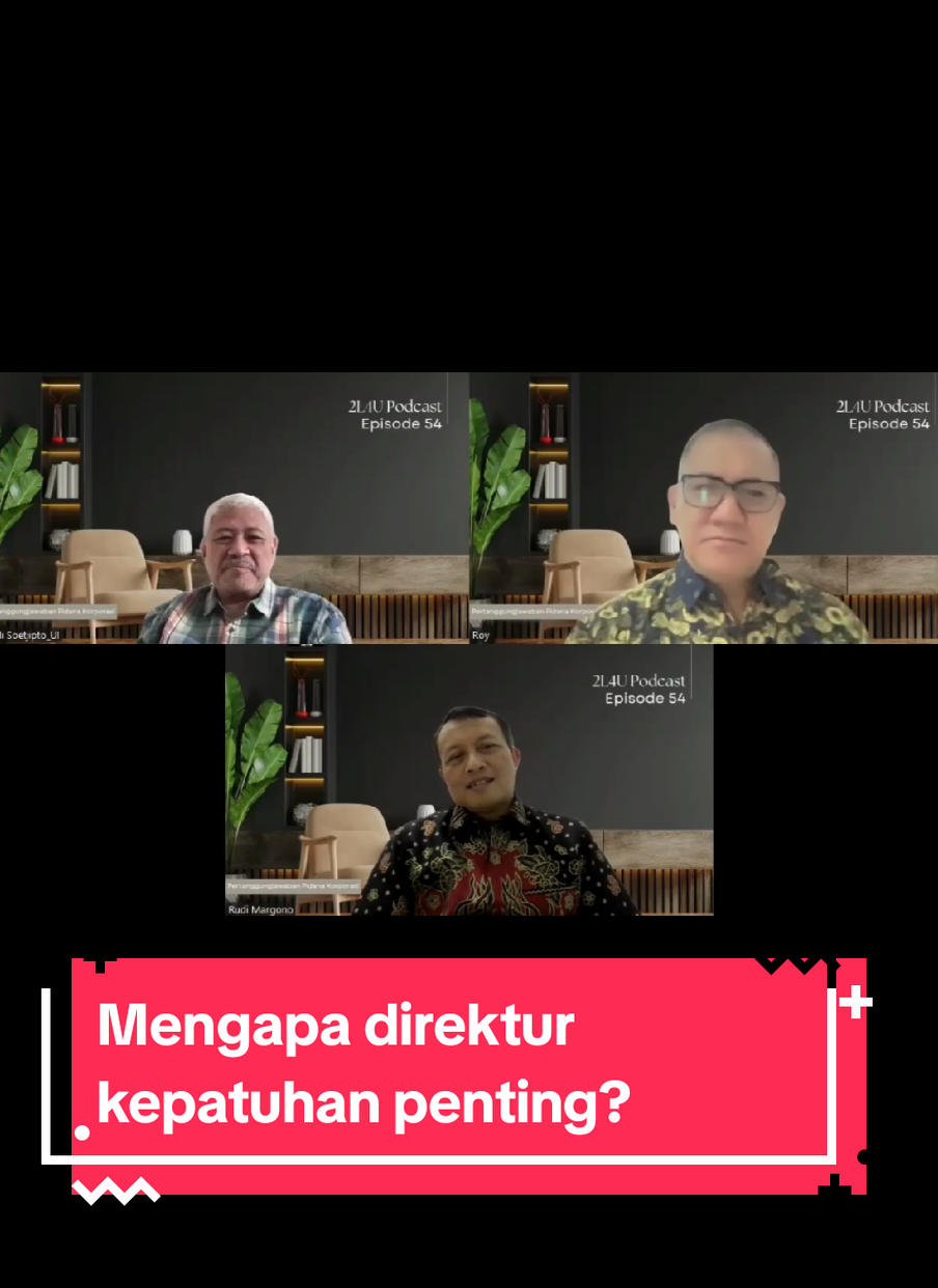 Yuk kita dengarkan penjelasan pak Rudi Margono, Jaksa Agung Muda Bidang Pengawasan @kejaksaan.ri , tentang pentingnya #direktur #kepatuhan bagi #korporasi .