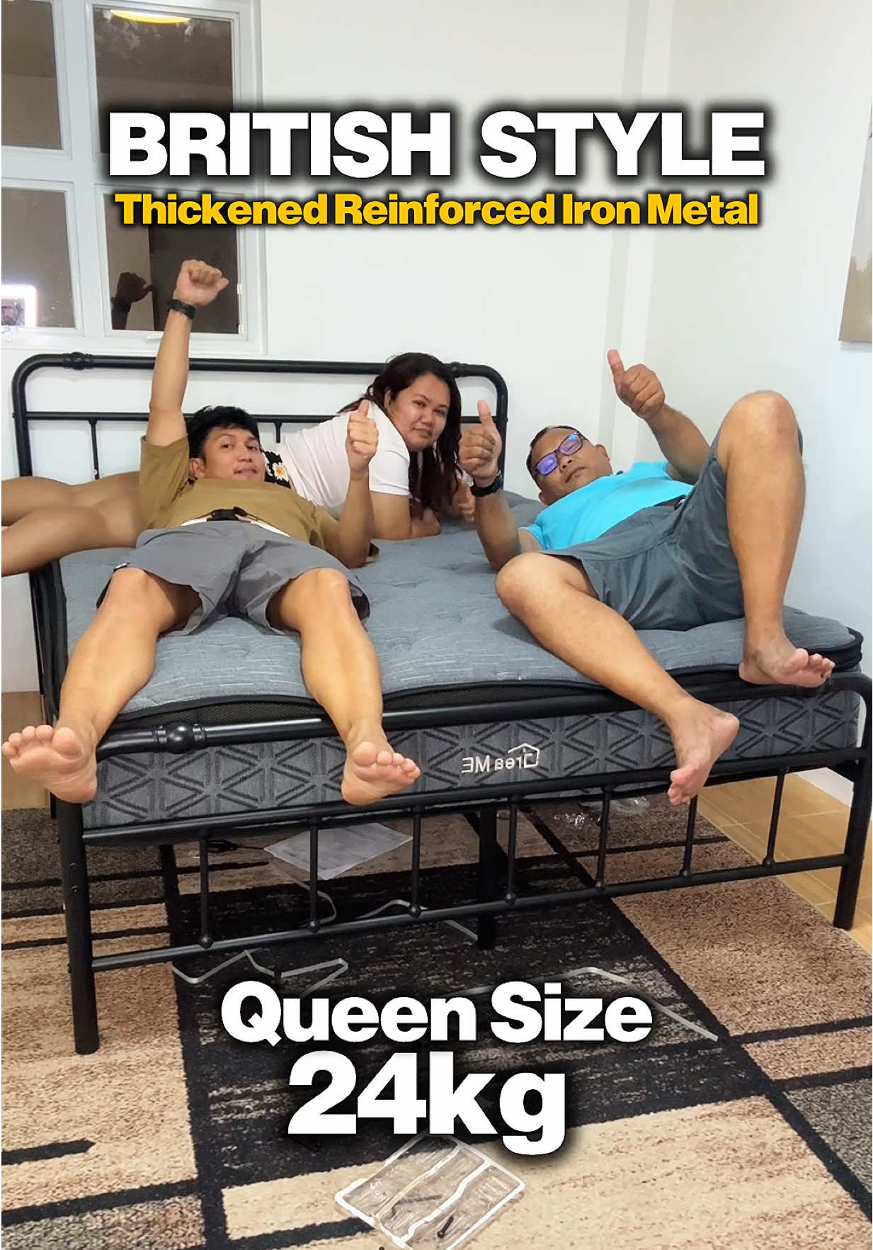 Ang kapal ng Iron Metal nitong BED FRAME ng Bed Home Thickened Reinforced Iron Metal Swak sa Buong Pamilya British Style  #Bedhome #Bedframe #ThickedBedframe #iRonMetalBedframe #MetalBedframe 