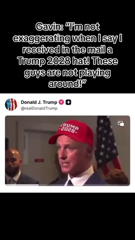 #WATCH #california 🚨 OMG 🤣 Gavin: “I’m not exaggerating when I say I received in the mail a Trump 2028 hat! These guys are not playing around!” Cue a MAJOR round of meltdowns!