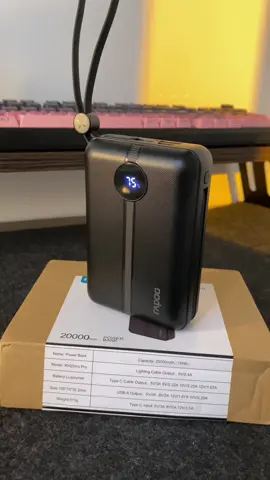 Super fast charging powerbank with 20,000mAh capacity from Rapoo  #powerbank #rapoo #20000mah #compact #heavyduty 