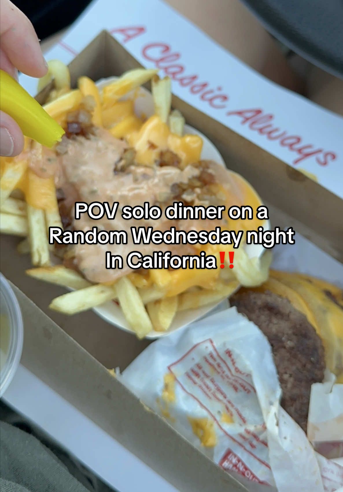 In n out solo dinner and trying a flying dutchman for the first time such a peaceful and delectable evening! #pov #povs #povstories #innout #solo 