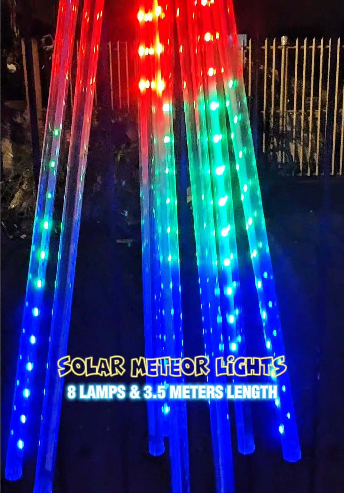 HANGING SOLAR METEOR SHOWER SOLAR LED RAIN LIGHT WATERFALL LED SOLAR LIGHT OUTDOOR WATERPROOF #solarmeteorshowerlights #solarchristmaslights #christmaslights #christmas 