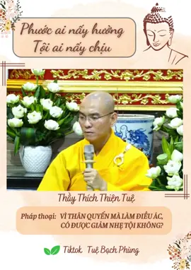 Phước ai nấy hưởng, tội ai nấy chịu. Thầy Thiện Tuệ giảng. #nammobonsuthichcamauniphat #nghephapmoingay #hocphatmoingay #phatphap #thichthientue 