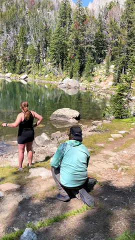 My little brother did a thing. On the top of a mountain. A little surprise at Suprise Lake. She was a little bit excited. #supriselake #grandtetonnationalpark #engagement 