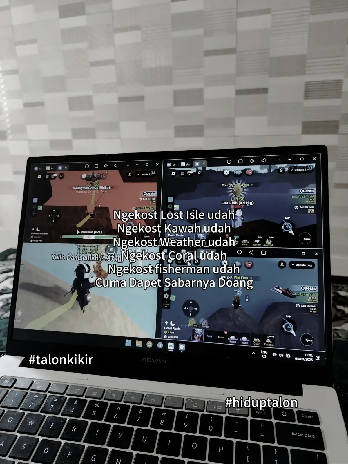 udah 4 akun nihh talonn belum jugak dapett😢 #fishit #roblox #talon