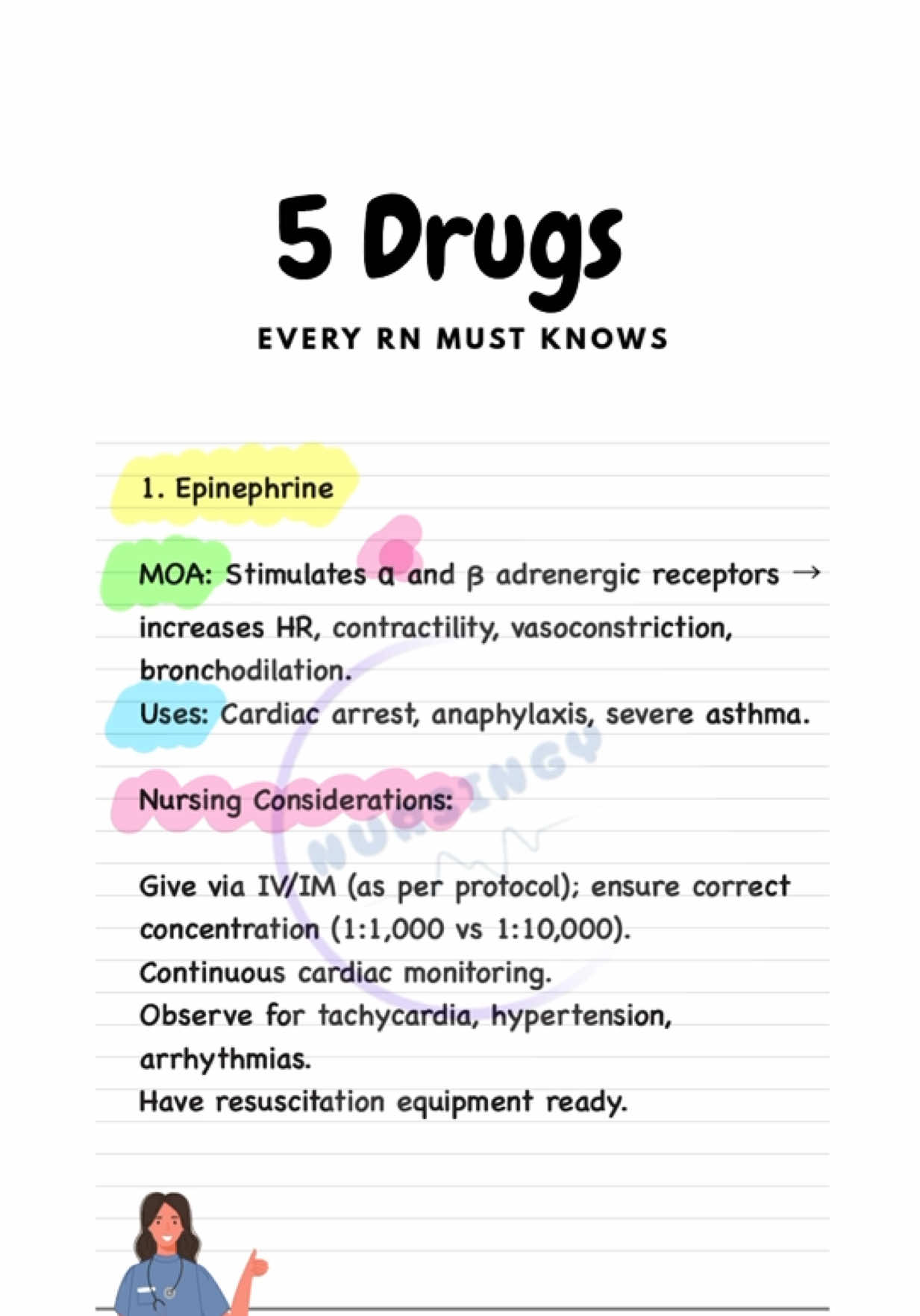 5 medicine every RN must knows #emergency #medicine #nclex #nurse #nursing 