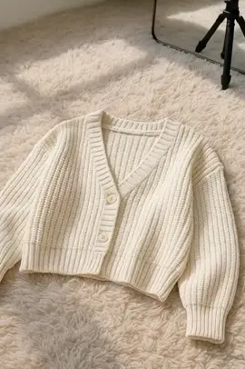 Korean Fashion all-match v neck Gentle Loose Knit cardigan short long sleeve sweater for women tops Clothes Knitwear Knitting Comfort Longsleeve Basic Minimalist Womenswear Lady Lingerie Vneck knitted cardigan #longsleeve #vneck 