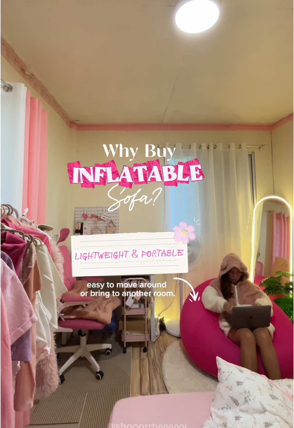 happiness is a comfy corner!🫶🏻🎀🌸 make yours and start with this inflatable sofa!! ☁️ #inflatablesofa #sofa #comfy #giftideas #roomdecor 