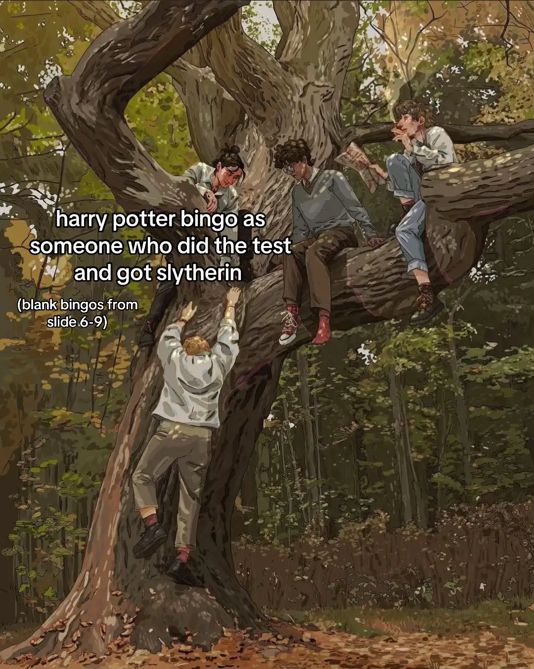 hopefully they all line up but some of the questions i wasnt sure and like in the slytherin bingo it said smt like 