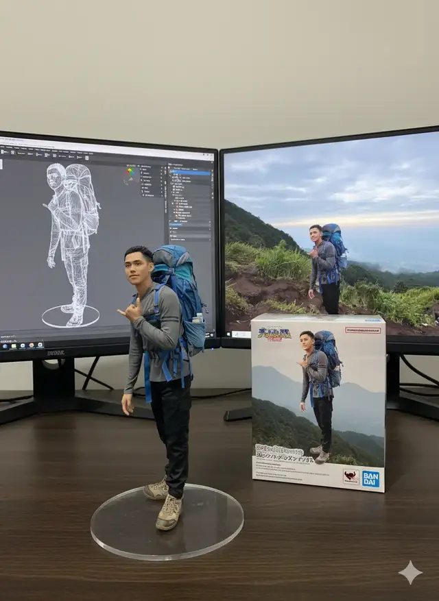1. Buka app Gemini.ai 2. Pilih foto yang mau diedit 3. Masukan promt: Using the model, create a 1/7 scale commercialized figurine of the characters in the picture, in a realistic style, in a real environment. The figurine is placed on a computer desk. The figurine has a round transparent acrylic base, with no text on the base. The content on the computer screen is the Zbrush modeling process of this figurine. Next to the computer screen is a BANDAI-style toy packaging box printed with the original artwork. The packaging features two-dimensional flat illustrations. 4. Bisa buka website Pixelcut.ai agar kualitas foto HD 5. Selesai tinggal upload #miniaturpendaki #pendakigunung #trending  #tutorial 
