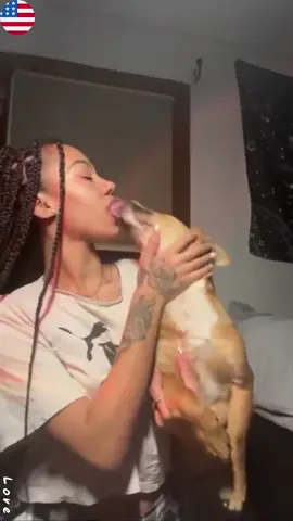 Dog licking girls lips #dog #dogkisses #doglove #doglicking 