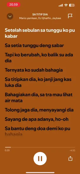 Sa titip dia🎶🎶 #spotify #fulllyrics #foryou #fypシ #marioyamlean 