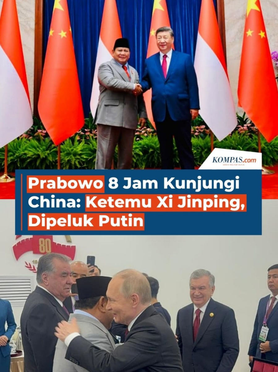 Presiden Prabowo Subianto melakukan lawatan singkat ke Beijing, China, Rabu (3/9/2025).  Dalam kunjungan kurang dari 8 jam itu, ia menghadiri parade militer 80 Tahun Kemenangan Perang Perlawanan Rakyat China di Lapangan Tiananmen. Usai parade, Prabowo menggelar pertemuan dengan Presiden China Xi Jinping dan Presiden Rusia Vladimir Putin. Penulis: Rahel Narda Chaterine, Dani Prabowo Kreatif: Blanka Rahel Maretha Joanne Produser: Reza Kurnia Darmawan ~R #Prabowo #Putin #XiJinping #Global ##Read