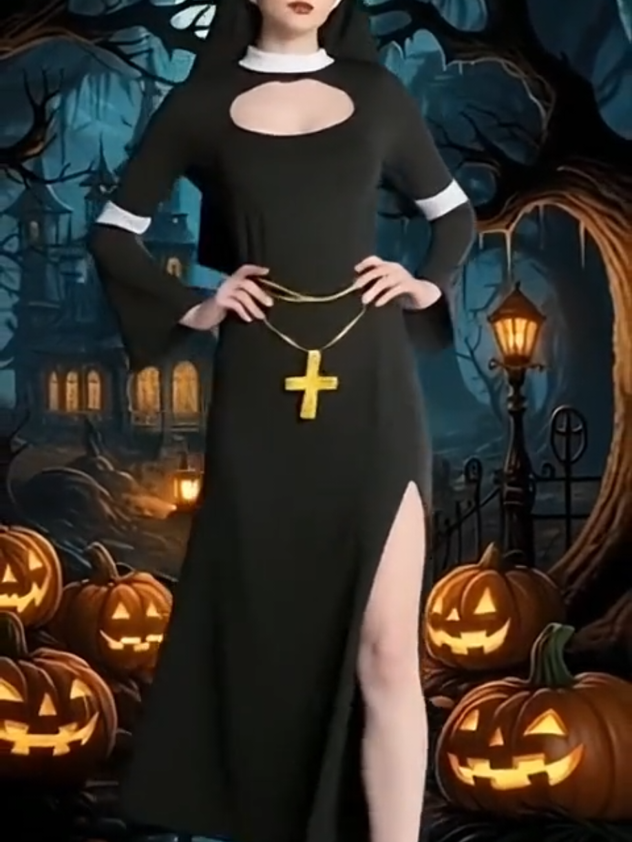 Halloween  Nun Costume Adults Cosplay Costume Party Events Costume Birthday Theme ‎#halloweencostumeadults  ‎#nuncostume  ‎#cosplaycostume  ‎#partyeventcostume  ‎#carnelianfaynds 