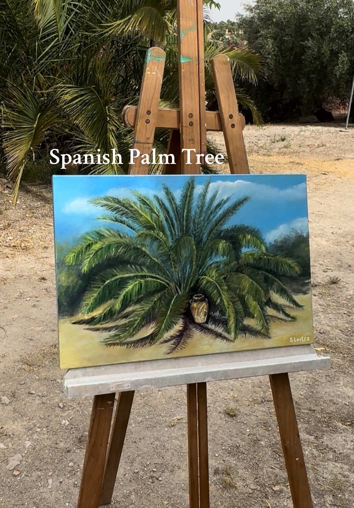 Original oil painting of a palm tree, created in Spain 🌴 #spain #artistoftiktok #paintingprocess #pleinair #svetlanaloytra 