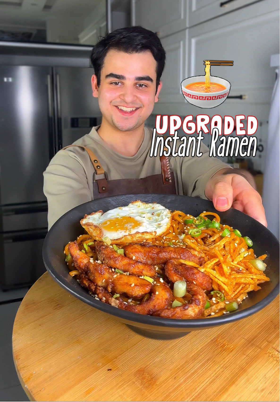 Upgraded INSTANT RAMEN! 🤤🍜 Y’all love low-effort recipes so here’s the perfect one to suit your laziness! 🥳 Recipe ingredients:  Crispy chicken tenders: 250g Boneless chicken strips 1/2 tsp ginger garlic paste Salt to taste  1 tsp chilli powder  1 tbsp soy sauce  4-5 tbsp cornflour  Ramen sauce: 1 tbsp light soy sauce  1/2 tsp dark soy sauce  1 tbsp oyster sauce  1 tsp honey  1 tbsp sriracha  1 tbsp chilli sauce  1/2 tsp chicken powder 1 packet ramen noodles seasoning  1 tbsp Chili oil 🌶️ Garnishing: 1 fried/boiled egg, green onion, green chilli, potato sticks, crispy fried chicken tenders . . . #ramen #pakistan #noodles #anime #cooking instant ramen anime foodtok homemade cooking spicy food snacks fried chicken tenders inspired anime food spicy noodles chowmein mac and cheese fried chicken ponyo easy recipes lunch ideas quick pakistan india pakistani food desi islamabad lahore karachi 