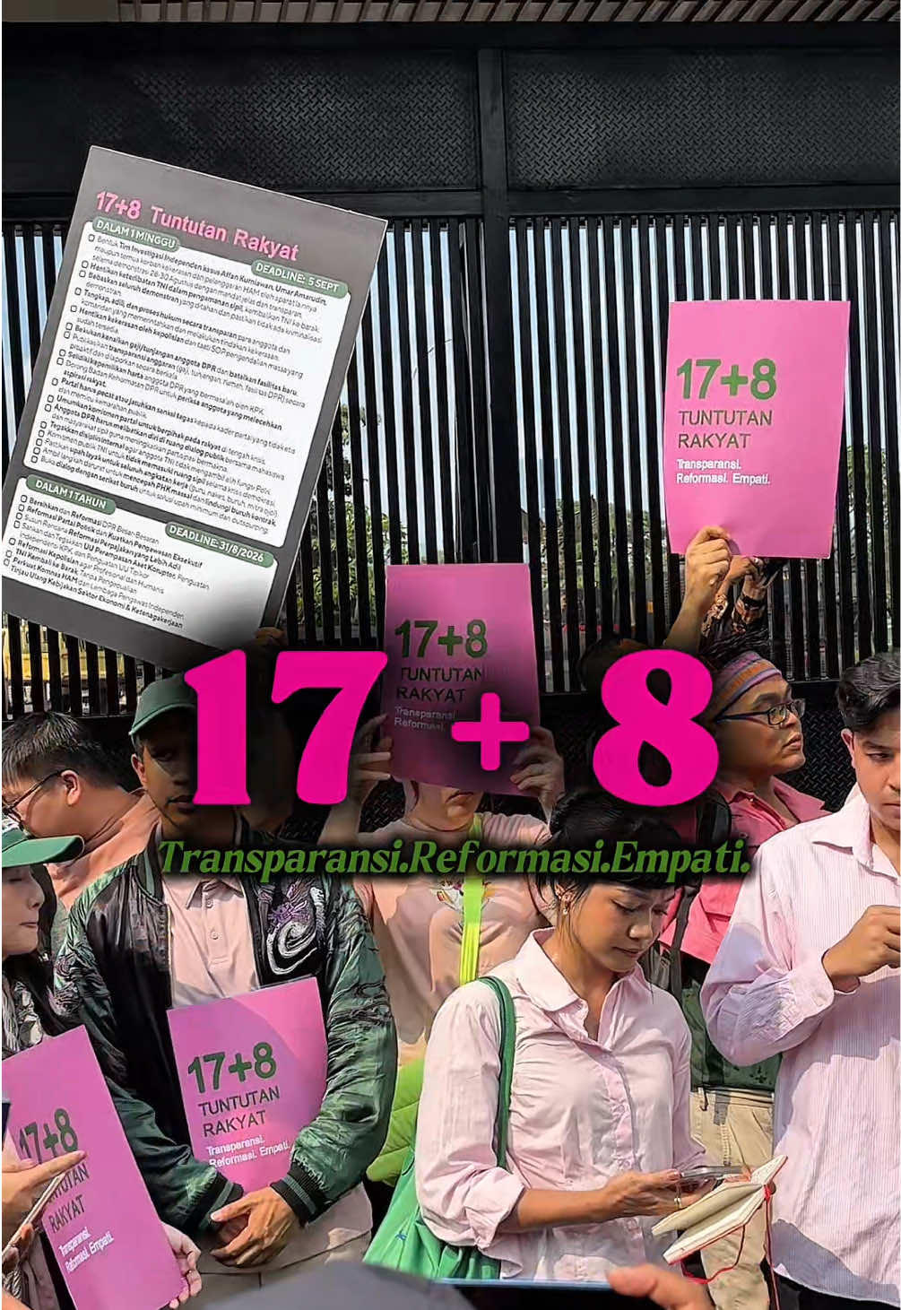 “Gesss, rame ni 🔥 17 + 8 Tuntutan Rakyat “Transparansi, Reformasi, Empati” Ada public figure juga ni kek Jerome Polin, Cia Fathia, Jerhemy Owen, Ferry Irwandi, Jovi & Andovi, Abigail Limuria, sampe Andita F Utami. #lagiviral #beranda #suararakyat #politik #demo          @Jerome Polin @jerhemynemo 🍃@Ferry Irwandi @kittendust @Abigail Limuria @Afutami @Andovi da Lopez @Jovial da Lopez 