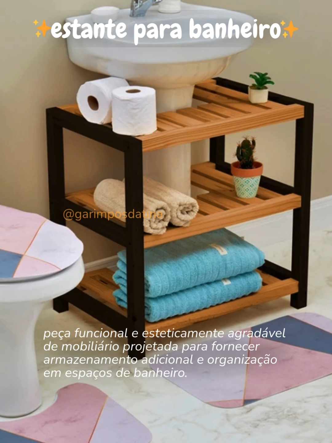 Estante para Banheiro Pia Coluna, Gabinete Banheiro, Móvel para Banheiro, Envernizado Acabamento TOP peça funcional e esteticamente agradável de mobiliário projetada para fornecer armazenamento adicional e organização em espaços de banheiro. com um design vertical e elegante, essa estante é especialmente criada para se encaixar ao redor da pia, aproveitando o espaço vertical disponível. Siga @garimposdatina Comente quero para eu enviar o link Compartilhe com suas amigas. ✨ #superofertas #melhorescompras #ofertasimperdiveis #garimposdatina #garimposcasa #estantepia #piabanheiro #gabinetebanheiro #banheiro  #casaderica