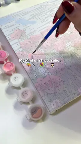 it actually reduces my stress 🥹 #StressRelief #stressreliever #paintbynumber #painting #diypainting 