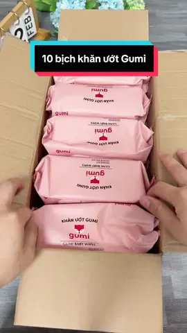 10 bịch khăn ướt Gumi 100 tờ/ bịch đang được trợ giá còn hỗ trợ ship về tận nhà. #Cindythuytichcuc #khanuotgumi #khanuotchotresosinh #khanuotbaby #xuhuong