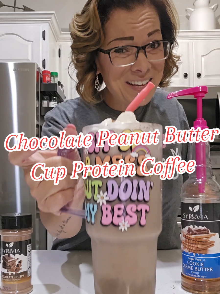 Chocolate Peanut Butter Cup Protein Coffee  #livingmybestlife #protein #goodmorning #Recipe #coffee @DRAG UP COFFEE @Clean Simple Eats @Sip-Sip Hooray! @Syruvia 