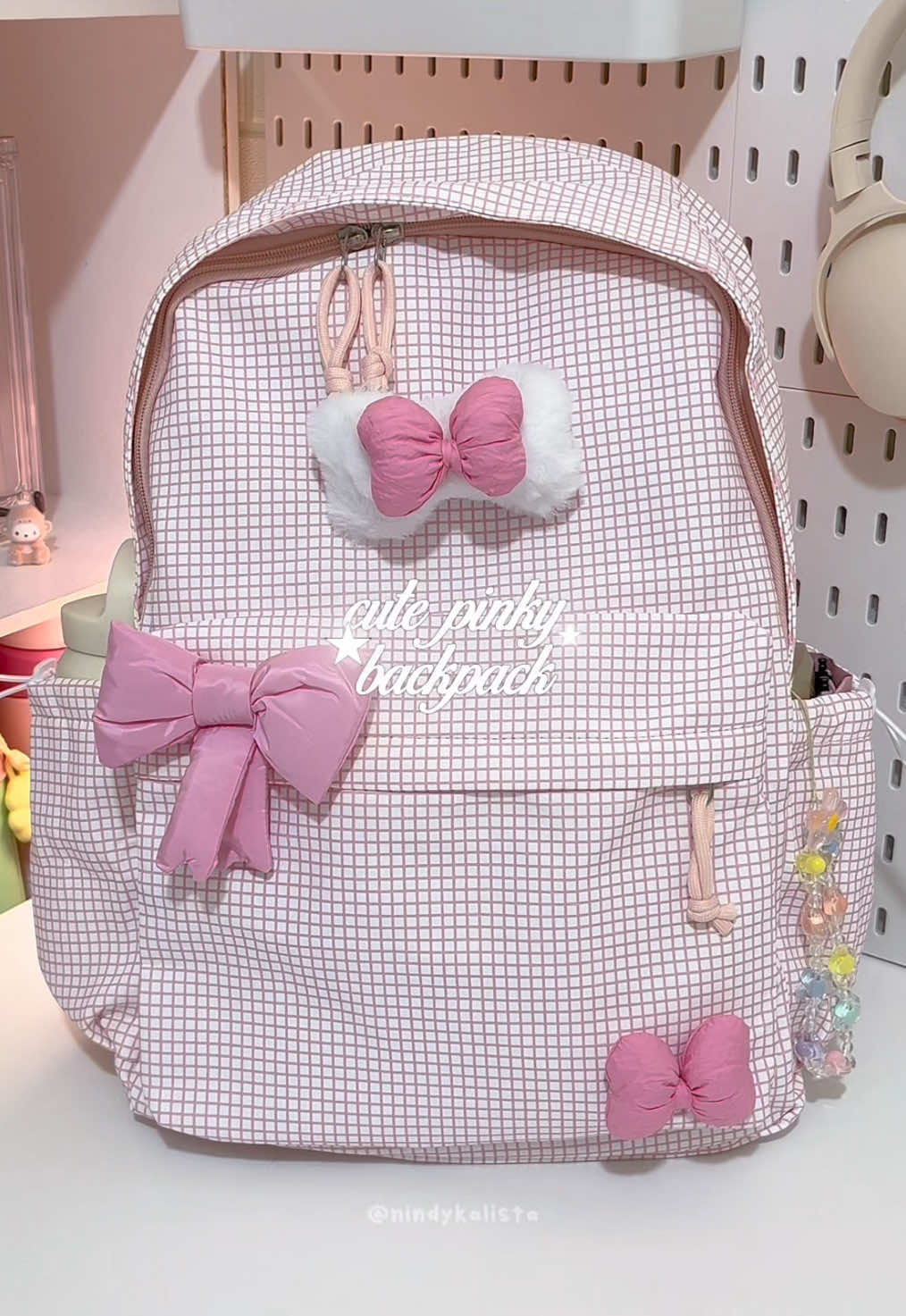 another pinky backpack🎀༘⋆ rill gemess bgt, muat banyak jg⭑.ᐟ #backpack #tasransel #tasranselmurah #tassekolah 