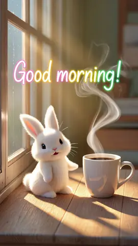 ✨ Good Morning with a Cute Bunny ✨ #goodmorning #cutebunny #morningvibes #coffeetime #aesthetic