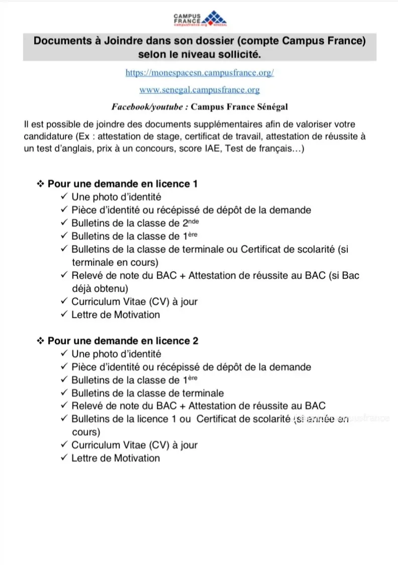 #Campus France 2026 commence en octobre # voici la liste des documents à fournir selon votre niveau d'étude @TEAM CORAZÓN 