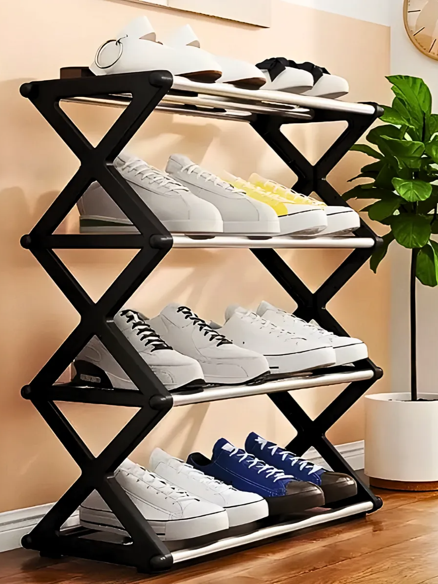 Sapateira sanfonada com 5 níveis, que economiza espaço e é ajustável, organizadora compacta e independente para armários, corredores, entradas, quartos, banheiros e portas de cozinha, fácil de instalar.  #calçados #organização #organizaçãodecasa #móveis #família #minhacasa #minhacasaminhavida #minhacasaminhacara