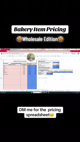 Easy bakery pricing guide for cookies, cupcakes, and sourdough bread.  Learn how to calculate cost of goods, including ingredients, packaging, and labor, then add markup for profit.  This simple pricing tutorial shows how to set retail and wholesale prices for cookies, cakes or sourdough baked goods.  DM me if you are interested in the spreadsheet.  It’s perfect for pricing cookie recipes, pricing sourdough and selling baked goods wholesale. 