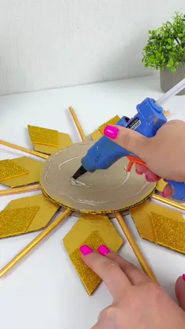 Diy cardboard wall hanging #craft #DIY #artandcraft #trending #giftideas Materials  • Cardboard  • Scissors  • PVA glue  • Hot glue gun  • Gold cardboard  • Gold foamiran  • Gold paint  • Paintbrush  • Paper  • Wooden stick  • Thread