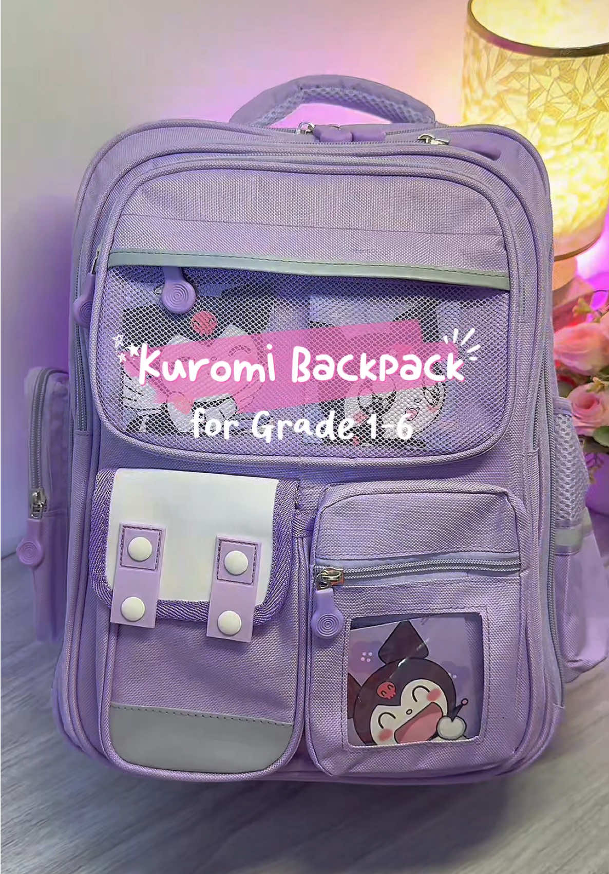 Kuromi School Backpack for Kids 💜 Large Capacity for Grade 1-6 #backpackforkids #bagforkids #schoolbackpack #kidsbag #kuromi 