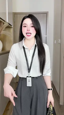 Áo sơ mi trắng cổ Đức  mặc làm đi  công sở là mê#aosomi #aosominu #aosomidaitay   #aosomitrang