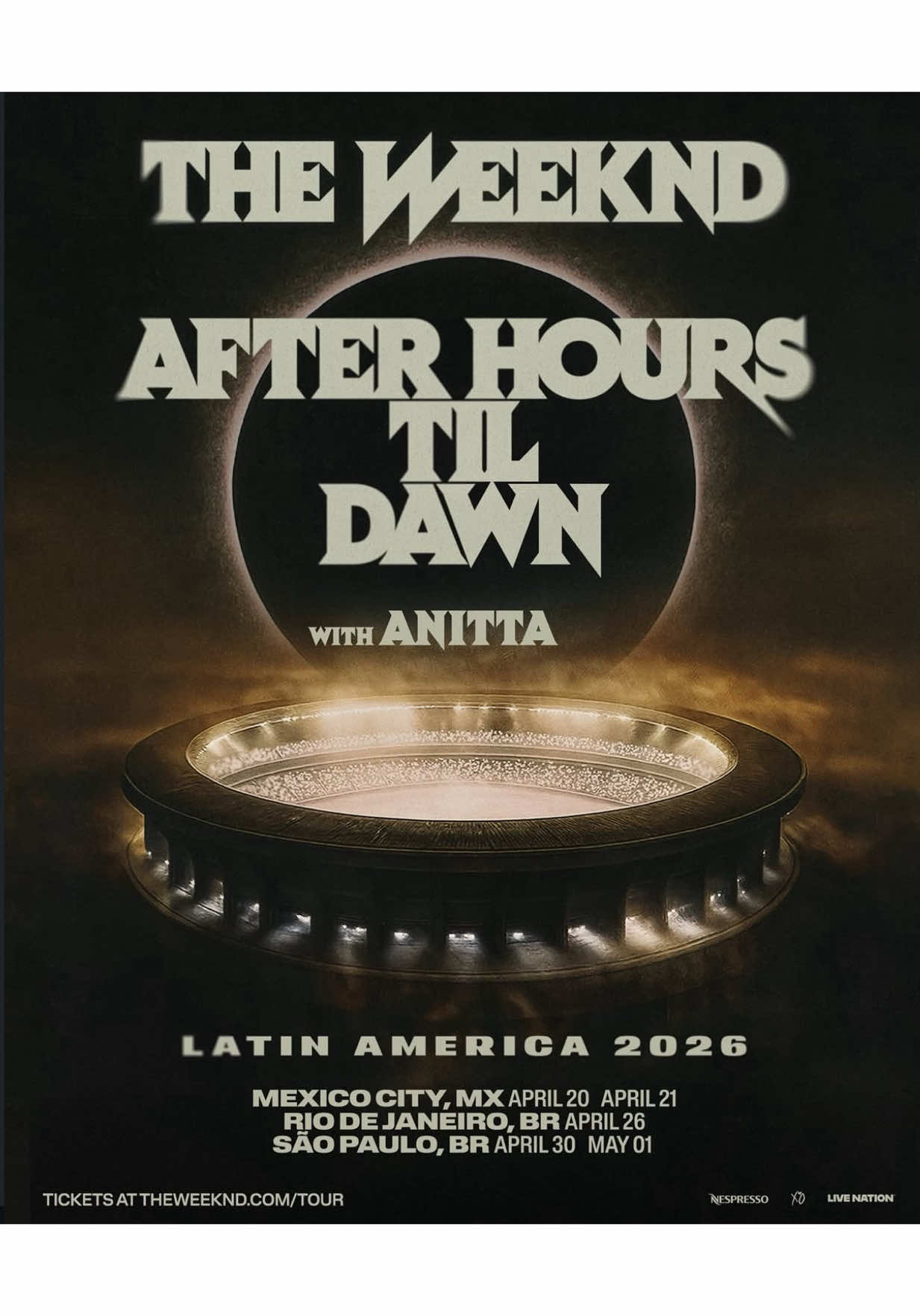 The Weeknd confirma fechas en Latinoamérica en México y Brasil en abril del 2026, también en Europa en julio y agosto. Por el momento son las únicas fechas confirmadas. #theweeknd 