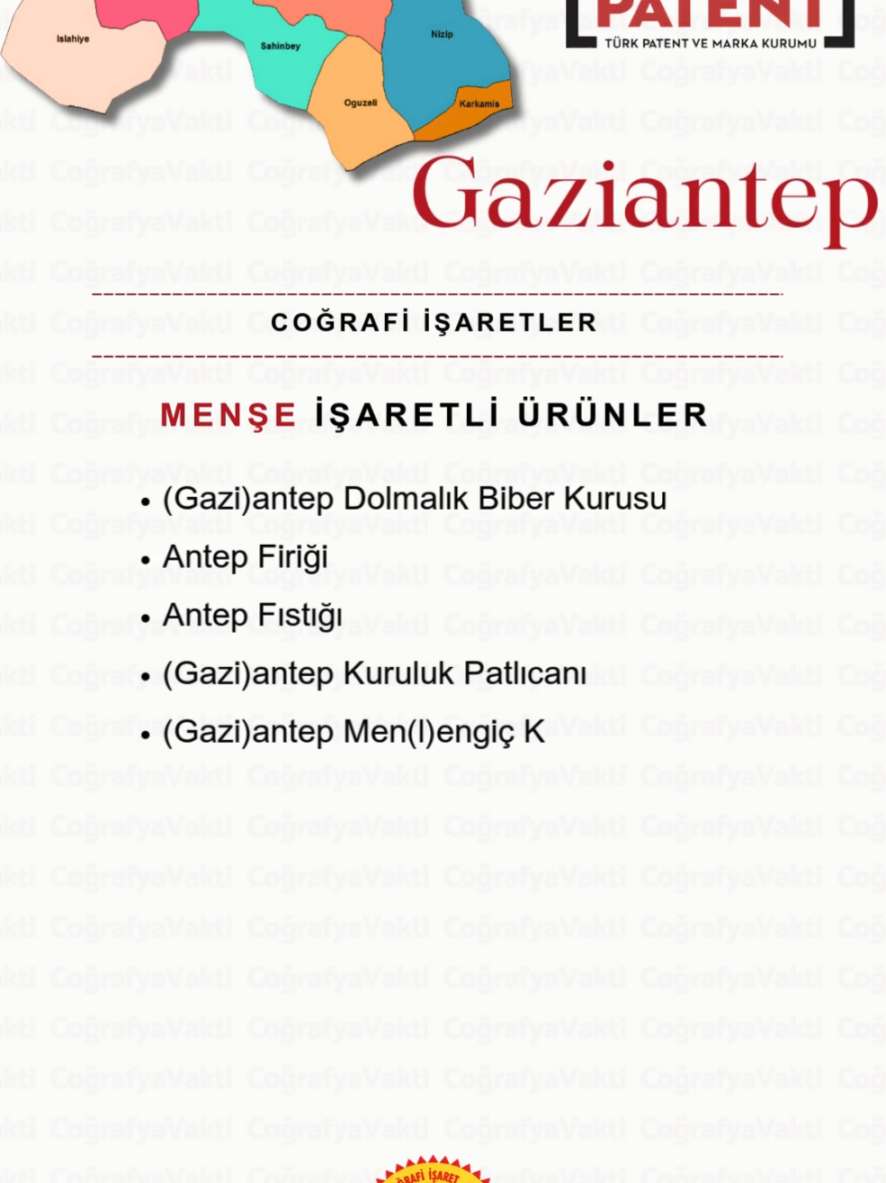 Gaziantep Coğrafi İşaretli Ürünler #gaziantep #coğrafiişaret 