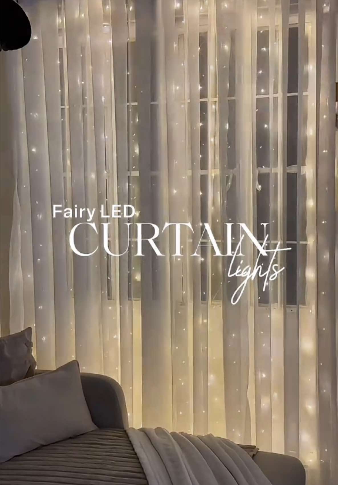 Ber months just got cozier ✨ Fairy LED curtain lights to set the holiday vibe.  #fairylight #ledlight #christmaslights 