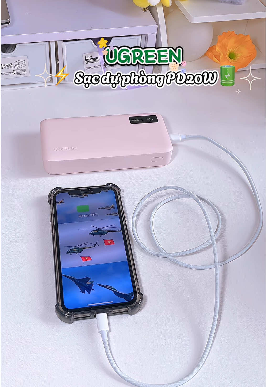 Sạc dự phòng Ugreen tích hợp sạc nhanh hịnnnn lắm nè, 20000mAh sạc được nhiều lần nhaa 🌸🌸🌸 #UGREEN #sacduphongugreen #sacduphong20000mah #sacduphong #sacduphongnhanh 