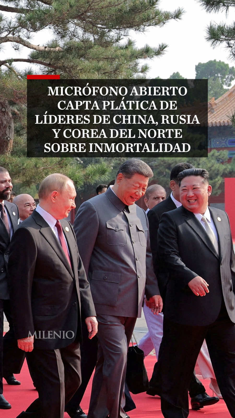 El presidente de China, Xi Jinping, fue captado en un micrófono abierto hablando con Vladimir Putin y Kim Jong Un sobre la posibilidad de que los seres humanos vivan hasta 150 años.  La charla se dio mientras caminaban hacia la plataforma de observación del desfile militar en la Plaza de Tiananmén, realizado para conmemorar el 80 aniversario de la derrota de Japón en la Segunda Guerra Mundial, el pasado 2 de septiembre.  #China #Rusia #Coreadelnorte #MilenioInforma #MILENIOInforma