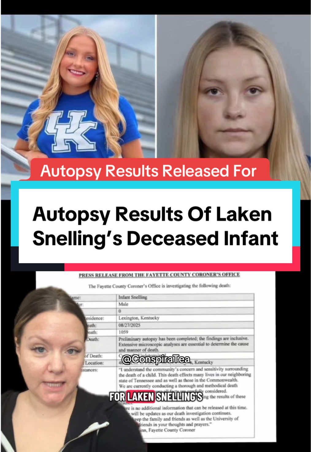 The autopsy results of Laken Snelling’s deceased infant are back and have been posted by the Fayette county coroners office. #truecrimestory #truecrimetok #lakensnelling #universityofkentucky #lexingtonkentucky 