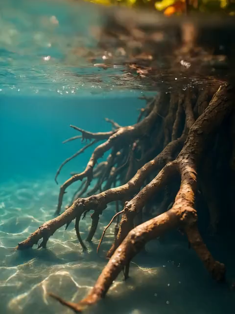Mangrove forest rising between sea and sky ✨🌿 #mangroveforest #underwaterforest #underwater #ocean #mistymangrove