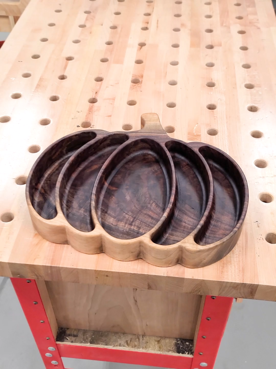 What do you think of how it turned out? This is a great tray we just got back out for the fall season! I cut this on the Stepcraft M.1000 CNC machine using the Amana Tool 45982 and 46315-K all available from @toolstoday. Plans for this project are also available on our site item no. PUMPKIN if you want to make it yourself!