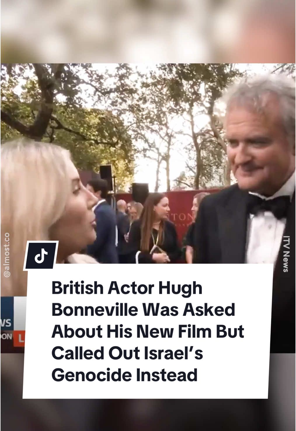 British actor Hugh Bonneville left a reporter visibly thrown when he answered an interview question about his new 