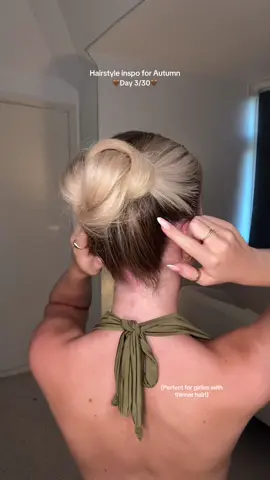 Tried the two ponies into a bun method - never going back! Made me look like I had so much more hair #autumnhair #autumnhairinspo #hairinspo #hairstyle #fyp 