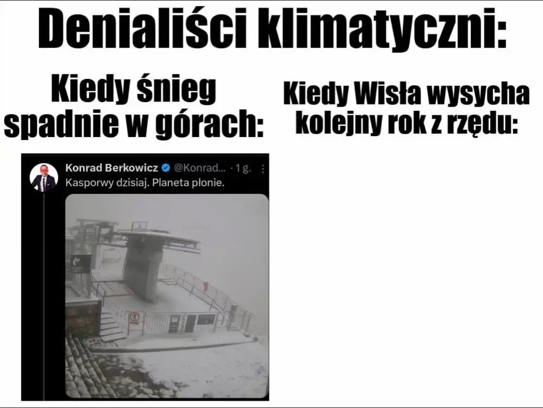 Dziwne, że śnieg w górach przynosi tyle uwagi, ale najniższy poziom wody w Wiśle w historii już nie. Czysta energia i rozwój OZE to nasza racja stanu! #polska #oze #klimat #ekologia