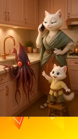Marinated Mayhem... Squid à la Mode #aicat #meoww #catstory #kucingtiktok #emotionalstory 