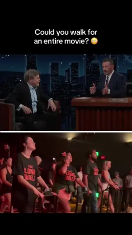 COULD YOU DO THIS? #TheLongWalk had participants walk on treadmills for an entire movie…and kicked out anyone who stopped walking 😂 #fypage #lukeskywalker #jimmykimmel #movies 