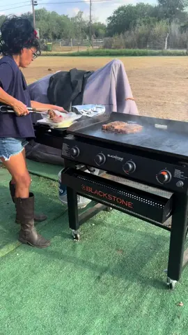 My first time using the Blackstone #steak #dinner #blackstone #ketchup #mychickbad 