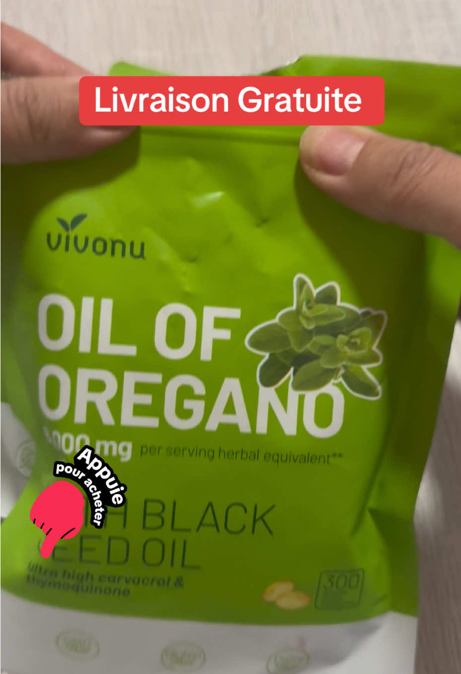 Vivons Huile d’origan et de graine de Nigelle 300capsule par sachet. #rentreeuniversitaire #tiktokshopfrance #pourtoi #complementalimentaire #nigelle 
